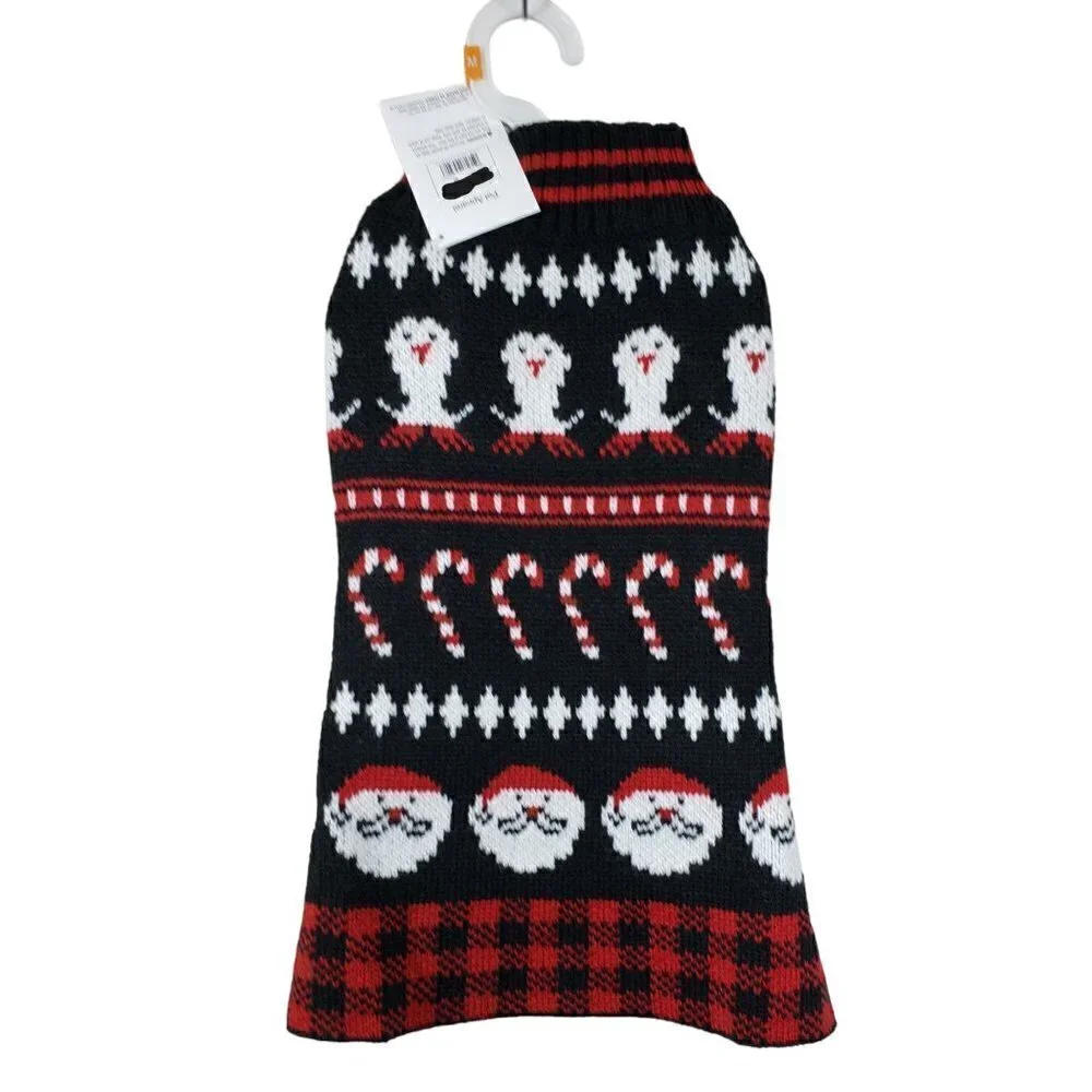 NWT Cat Dog‎ Pet Sweater Size Small Christmas Penguin Santa Claus Candy Cane NEW